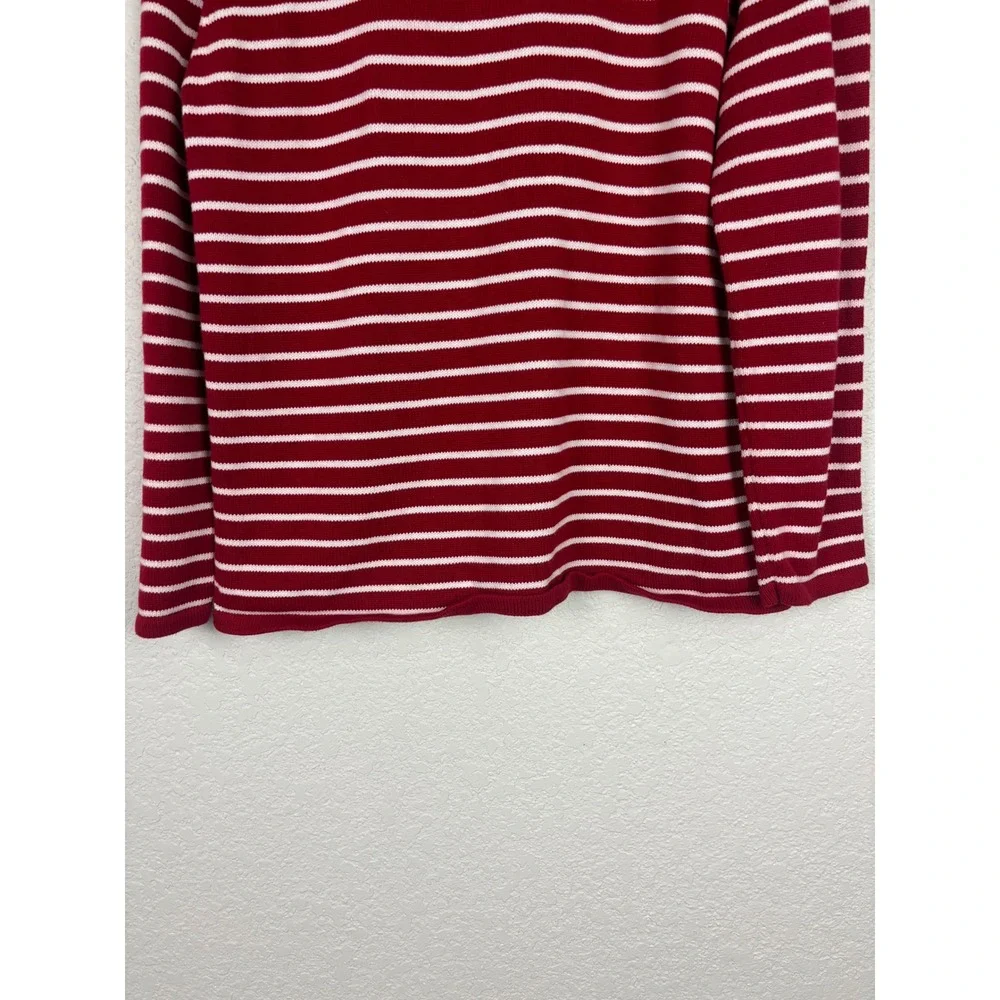 Lauren Ralph Lauren Women Sweater SZ XL Red Striped Nautical 100% Cotton Coastal - Picture 5 of 10